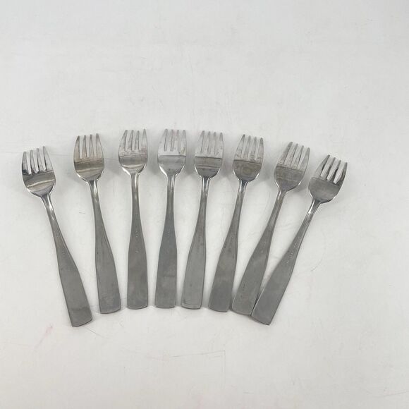 Set of 8 Cambridge Stainless Salad Forks Madison Pattern 6 1/8” Satin Plain - Picture 3 of 4